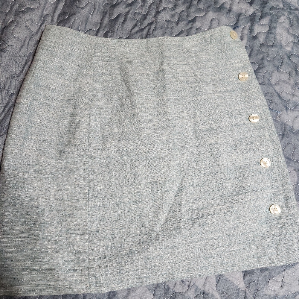 Womens Elegant Light Ice Blue Button Skirt - Picture 3 of 12